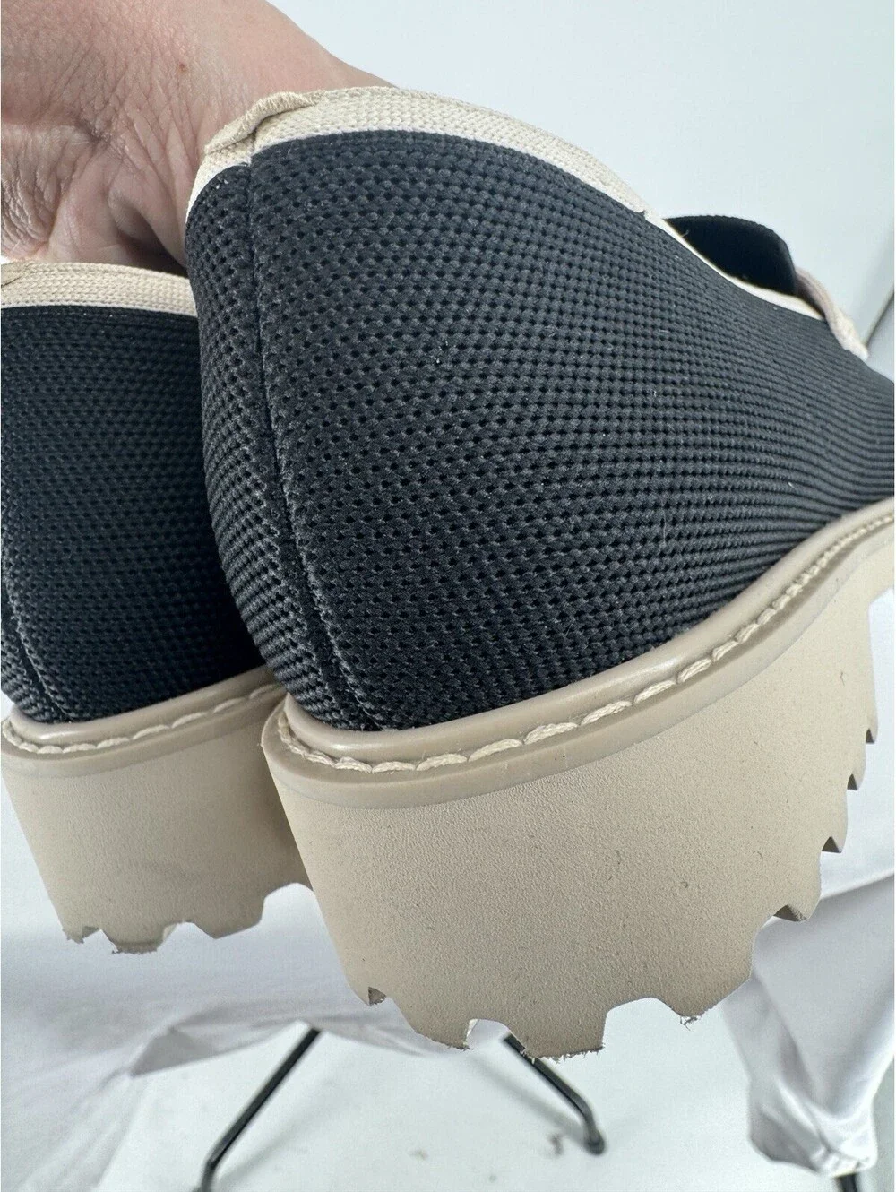 Vivaia shoes womens 7.5/8 39 black chunky knit loafers francesca fall slip on